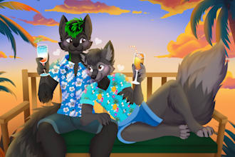 draw custom furry detailed art, fullshaded, fursona
