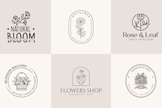 design stunning hand drawn botanical boho floral logo