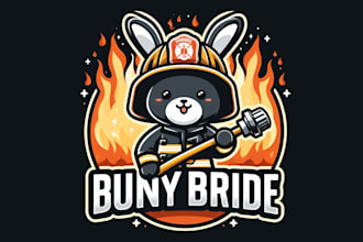 design an awesom rabbit firefighter masco tlogo for you with express delivery