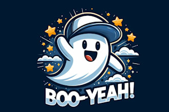 design creative happy ghost mascot logo for you in 12 hours
