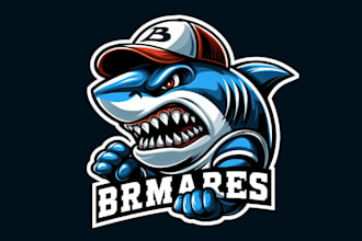 design outstanding angry shark mascot logo for your company