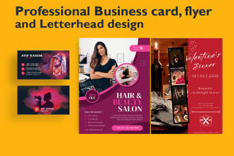 design modern, sleek business card, business flyer, letterhead with qr code