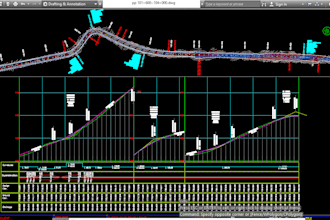 do road design, vertical profile, plan and cross section