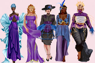 draw a fashion illustration, editorial, sketch
