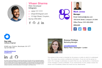 code and create a clickable email signature for outlook, gmail ect