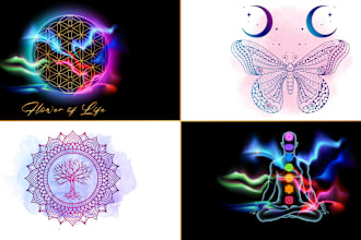 do unique watercolor spiritual sacred geometry logo