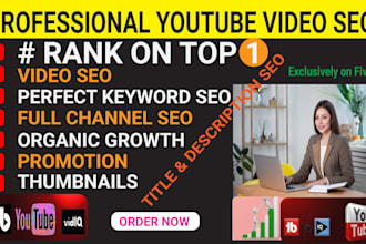 do the best organic youtube video SEO and promote