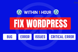 fix wordpress issue critical error fatal websit bug 404 403 500 503 problem help
