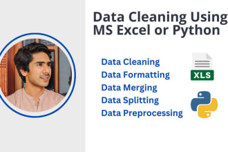 clean, preprocess, split, merge and format data using ms excel or python