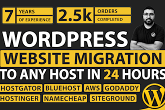 transfer or migrate wordpress site to new host in 24 hours