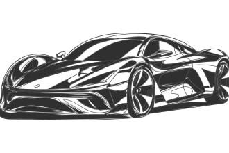 create car line art or one line art black and white