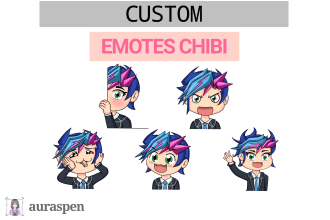 draw custom cute emotes chibi for twitch