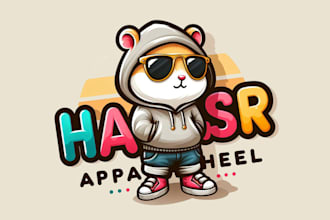 design beautiful hamster apparel clothing mascot logo for your business