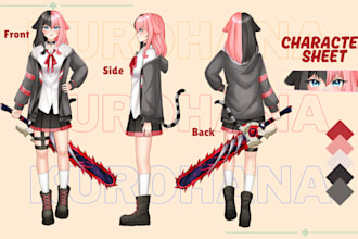 draw custom character sheet or reference sheet for you