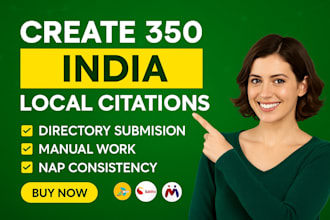 create 350 india local citations for your business, boost local SEO