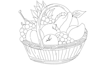 draw one line art of flowers, fruits, vegetables