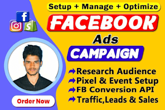 setup and manage facebook and instagram ads campaign, run shopify fb ads