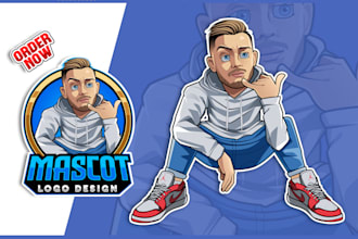 design custom character cartoon logo, mascot and caricature