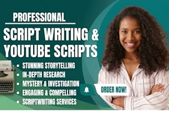 be youtube documentary script writer, true crime mystery script writing, podcast