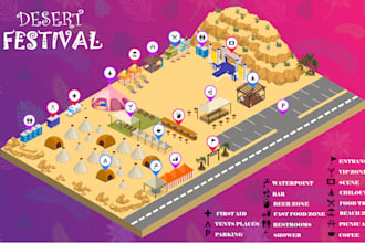 design festival maps and vector event map illustration