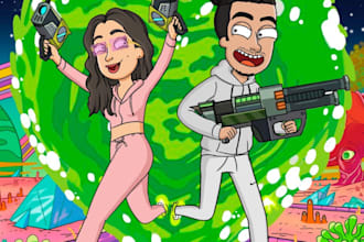 draw you in rick and morty cartoon style portrait