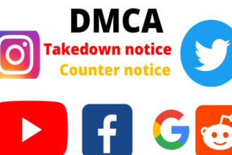 send dmca takedown notice and report to onlyfan,tiktok,reddit,fb,google,yt,insta