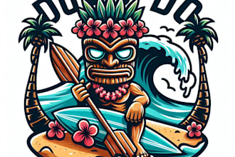do aloha tiki surfing mascot logo design company