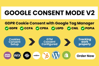 setup ga4, conversion tracking with cookie consent mode v2 using tag manager