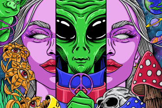 amazing art of psychedelic, trippy, cover, stoner, weed