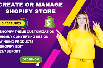 edit, manage and create shopify store