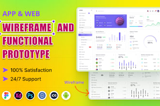 design wireframe, prototype design, UI UX design for mobile, web app, dashboard