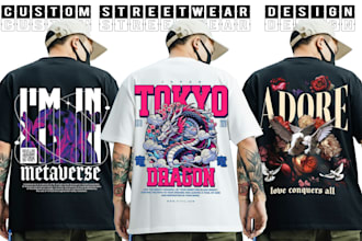 do custom streetwear t shirt design and graphic tee design