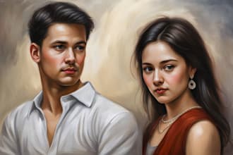 draw realistic digital oil painting based on your photo