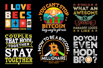 do cryptocurrency t shirt design, bitcoin, ethereum, solana, cardano etc