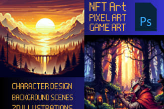 professional pixel art 2d illustrations for games or nft