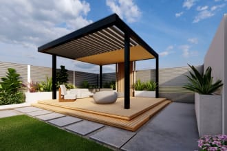 design landscape, backyard, garden, patio and pool