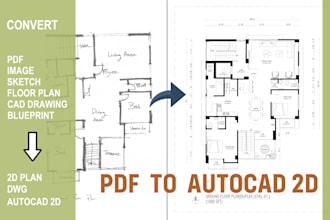 convert pdf, image, blueprint, sketch to autocad, cad 2d dwg