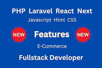 add new features in PHP laravel js react next websites
