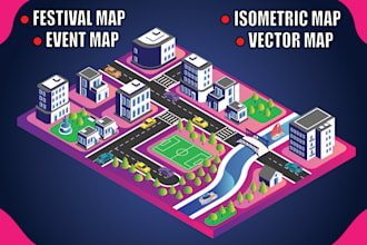 draw high quality vector or isometric map illustrations