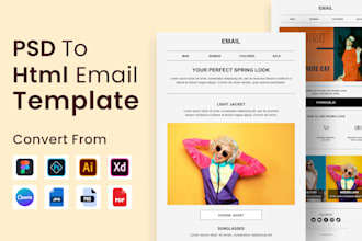 convert your psd, figma, jpg, png, pdf, xd to html email template