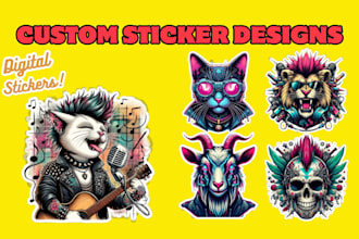 create custom graphic cartoon character, typography stickers