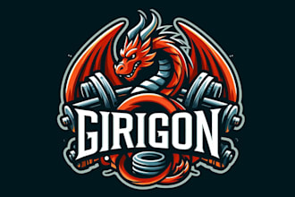 design outstanding gym dragon mascot logo for you with express delivery