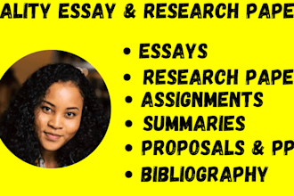 do essay, case study, apa and mla citation, research, summary, proposal, PPT