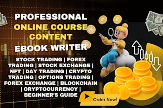 write ebook KDP book online course content on forex trading crypto stock trading