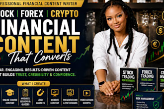 write forex, stock, crypto trading investment ebook and online course content