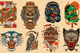 create old school tattoo style design