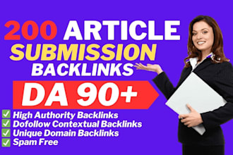 do 200 manually article submission from high 90 da website