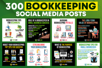 design 300 bookkeeping tips infographics for instagram