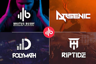 do dj music logo,rock, producer, studio,text, edm, singer design