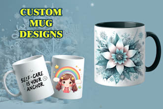 create aesthetic, trendy, typography, custom mug designs